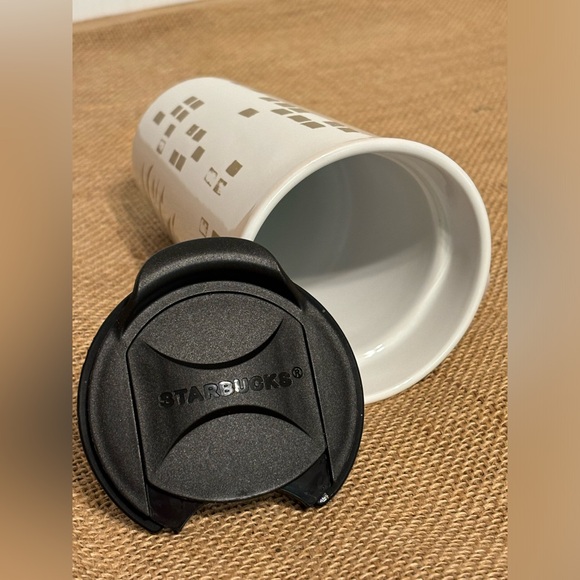 Starbucks | Holiday Gold Tree | Ceramic Travel Tumbler Tall Mug with Lid 2014 - Picture 10 of 14